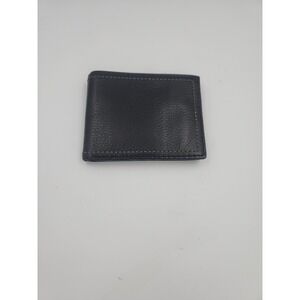 RFID Blocking Men's Genuine Leather Bifold Wallet 2 Center Flap - Black